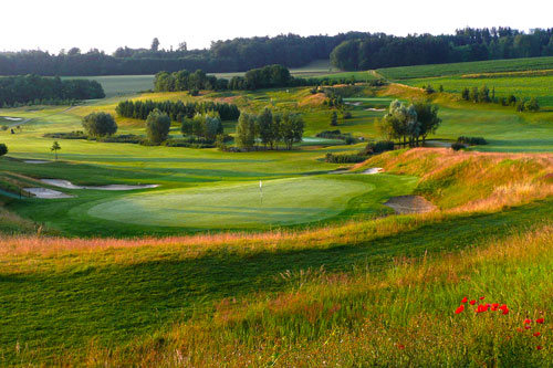 Golf Vuissens green morning sun